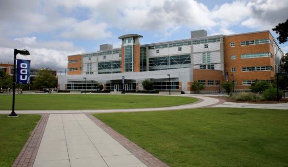 Photo of the outside of Perry Library on ODU's campus.